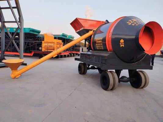 Cement Plant Equipments JZM Series Fixed Hopper Drum Mixer Mobile Concrete Mixing Machine With Spiral Feeder